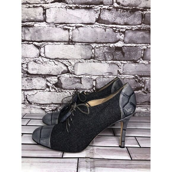 KATE SPADE Crocodile Leather & Wool Lace-Up Oxford Heels Tassels Women’s Sz 9.5B - Picture 10 of 16